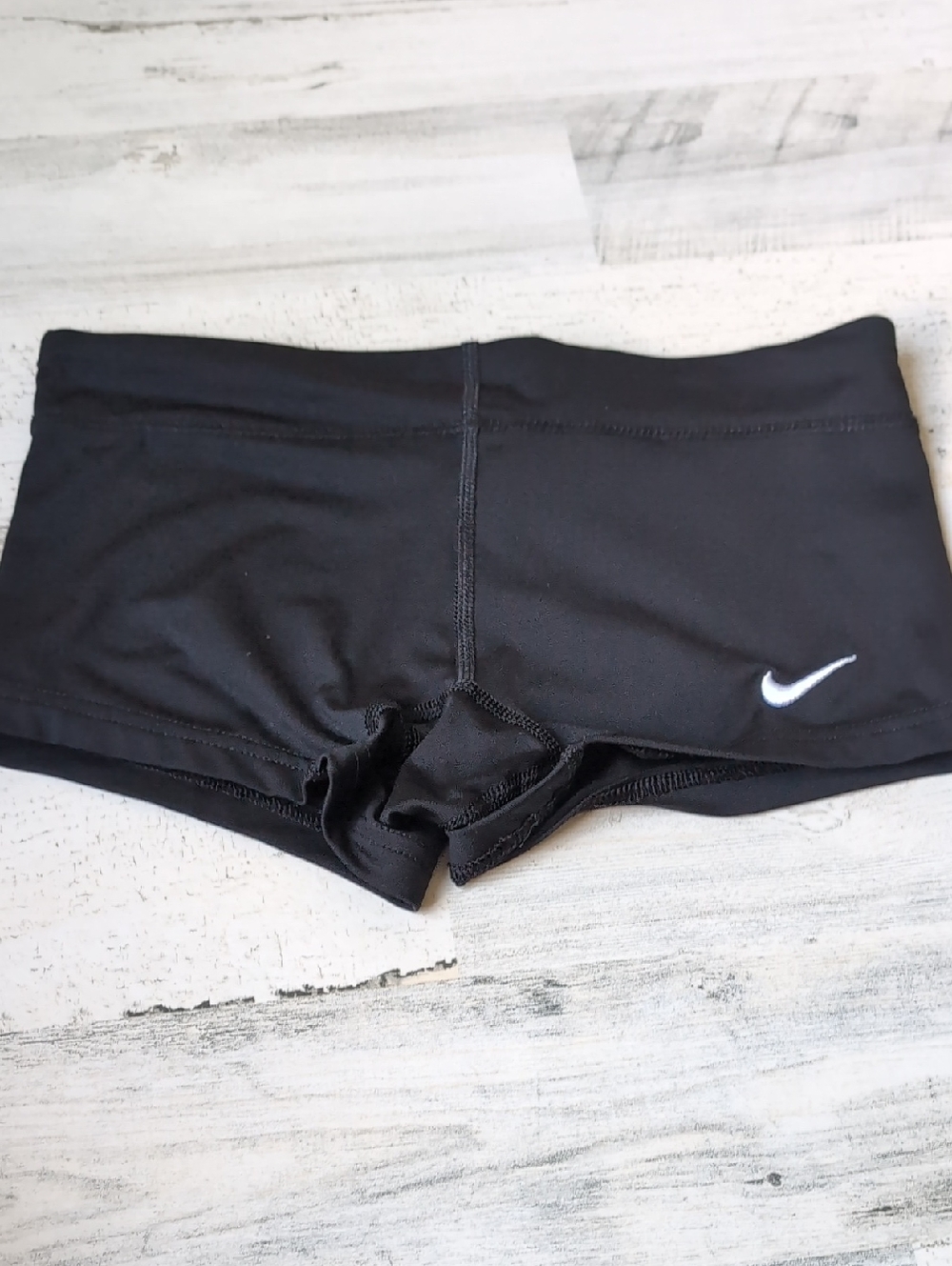 Nike Women's Black Bike Shorts with White Swoosh Logo